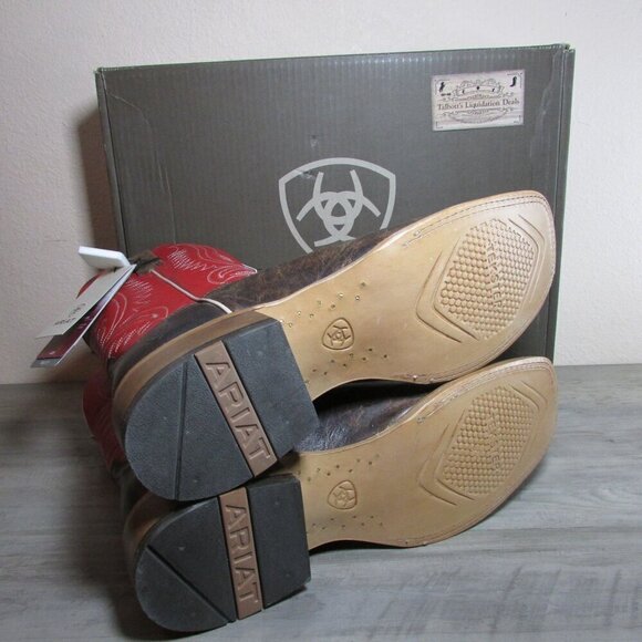 Ariat Men's 14 Wide Square Toe 11" Circuit Paxton Boots Chestnut Brown/Fire Red - Picture 4 of 4